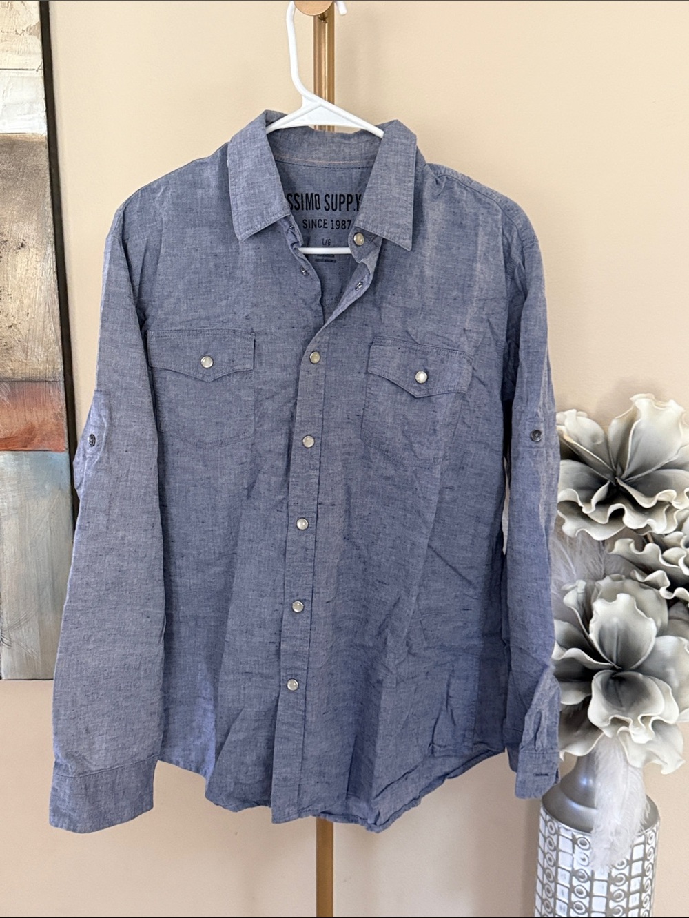 Mossimo Supply Co. Chambray Blue Button-Down Shirt